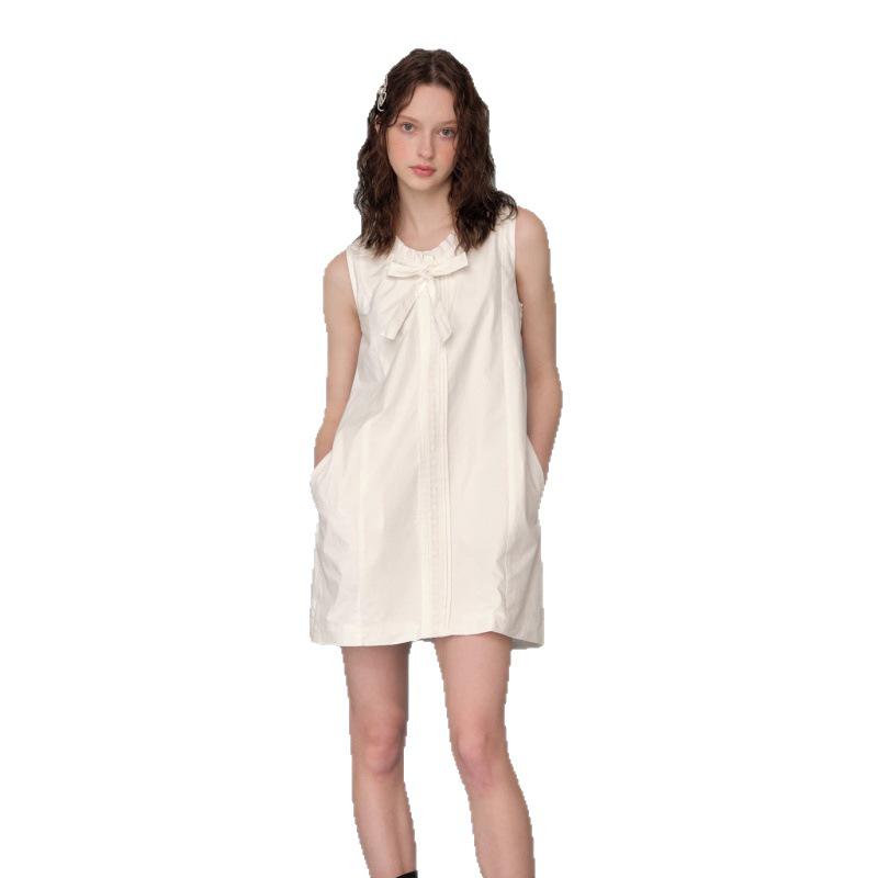2025 Romantic Bow-Decorated Sleeveless Dress for Spring/Summer - European & American Style