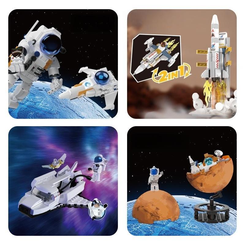 Building block tiny particle assembly toy space rocket astronaut spacecraft model boys' toy