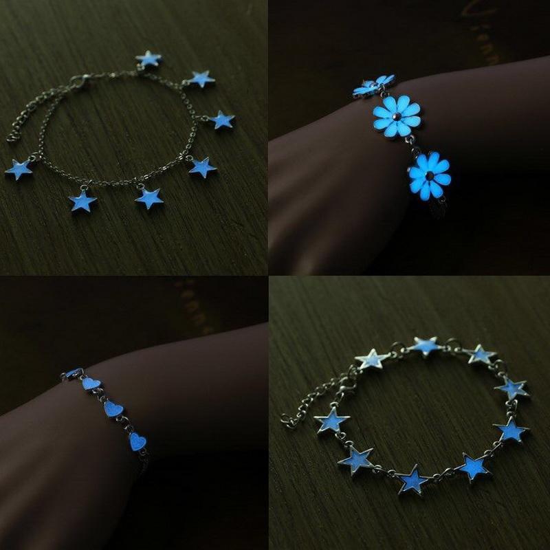 New Romantic Luminous Love Heart Stars Bracelet for Woman Glow In The Dark Charm Bracelet Girl Party Personality Jewelry Gifts