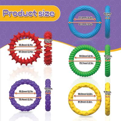 5pcs Silicone Sensory Training Hand Ring Toys, Multi-Tactile Stimulation, for ASD/ ADHD Children, Touch Desensitization Training