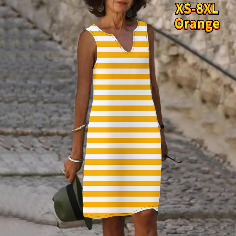 Rochie cu imprimeu cu dungi de zebră de vară pentru femei, cu decolteu în V, ocazional, fără mâneci, la modă, lejer, sexy, rochii mari mari XS-8XL