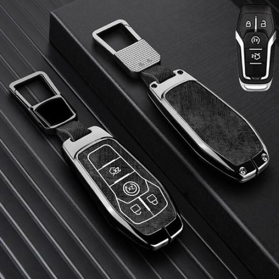 Zinc Alloy Leather Car Smart Key Fob Case Cover Bag For Lincoln MKX MKZ MKC