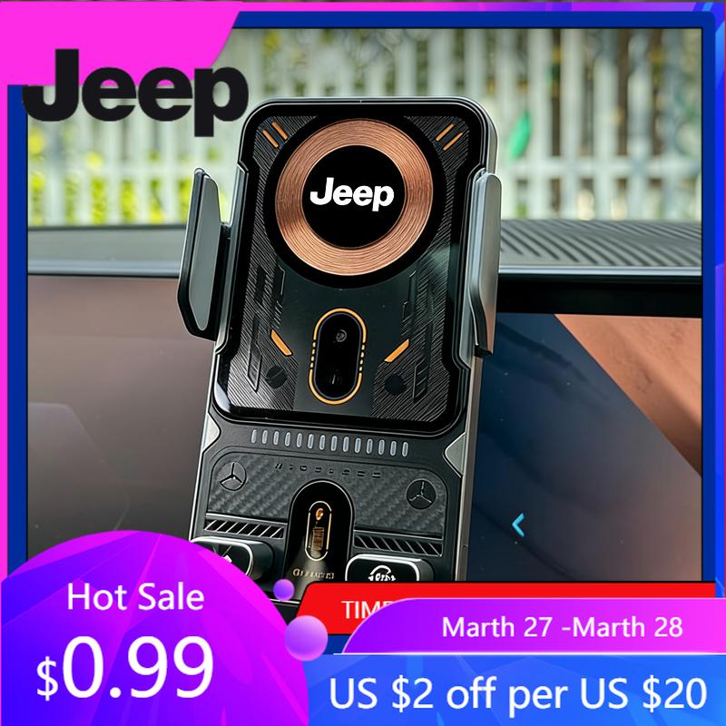 For Jeep Car Phone Wireless Charger Holder 360° Rotation Mount For Jeep Renegade Wagoneer Avenger Recon Wrangler JK Gladiator