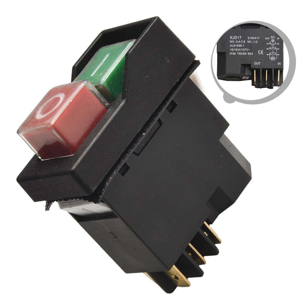For Table Saw Replacement Part Pushbutton Switch For KJD17 Waterproof Design At 127V/18A Use In Machine Tools and Equipment