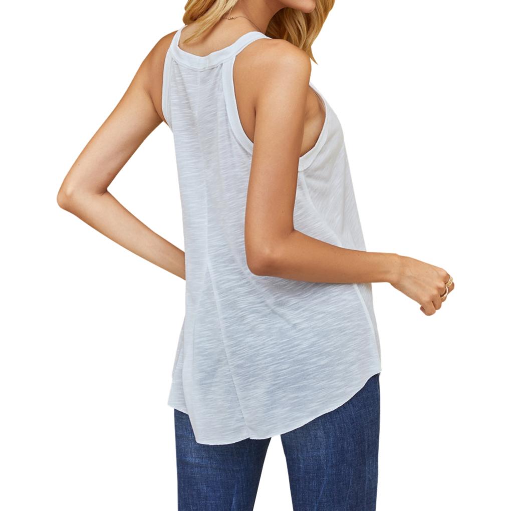 

Women Pleated V Neck Sleeveless Solid Color Tank Top xl