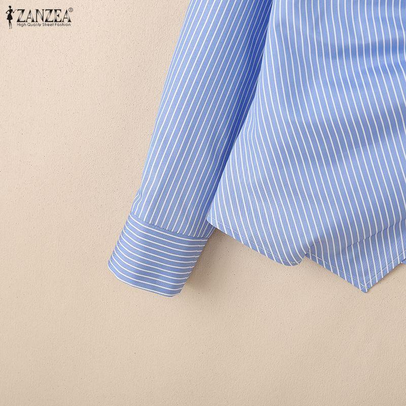 ZANZEA Women V-Neck Casual Long Sleeve Stripe Blouse
