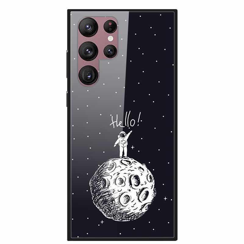 For Samsung Galaxy S22 Ultra 5G Phone Case Tempered Glass Back Cover Hard Case For Samsung  S22 Plus S 22 Capa Shell Funda Coque