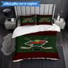3PCS Minnesota Hockey Team Bedding Set,Including 1pc Duvet Cover And 2pcs Pillowcases Perfect for Bedroom, Dormitory, Fan Christmas gift