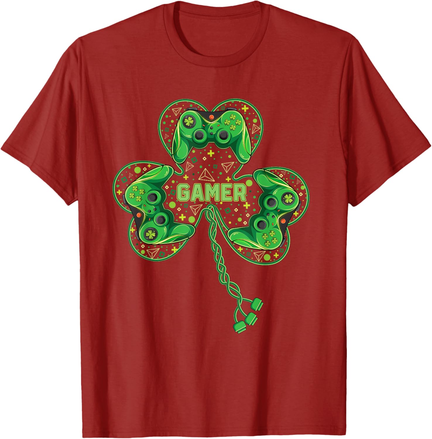 Gamer St Patricks Day Clover Video Game Controller Graphic Tee Men Casual Trip T-Shirt S