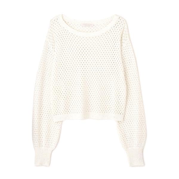 Proportion Body Dressing Sequin Mesh Knit Cream Yellow Women's Sweater,