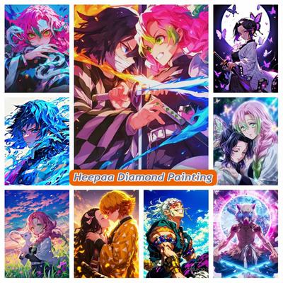 Demon Slayer Anime Obanai e Mitsuri Pittura Diamante 5D Arte Shinobu Inosuke Kimetsu No Yaiba Cartone Animato Fai da Te Punto Croce Decorazione