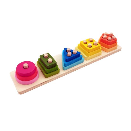 Kids Stacking Building Block Toy Toddlers Boys Girls Geometric Shapes Sorting Color Learning Fine Motor Skills Educational Building Block Toy