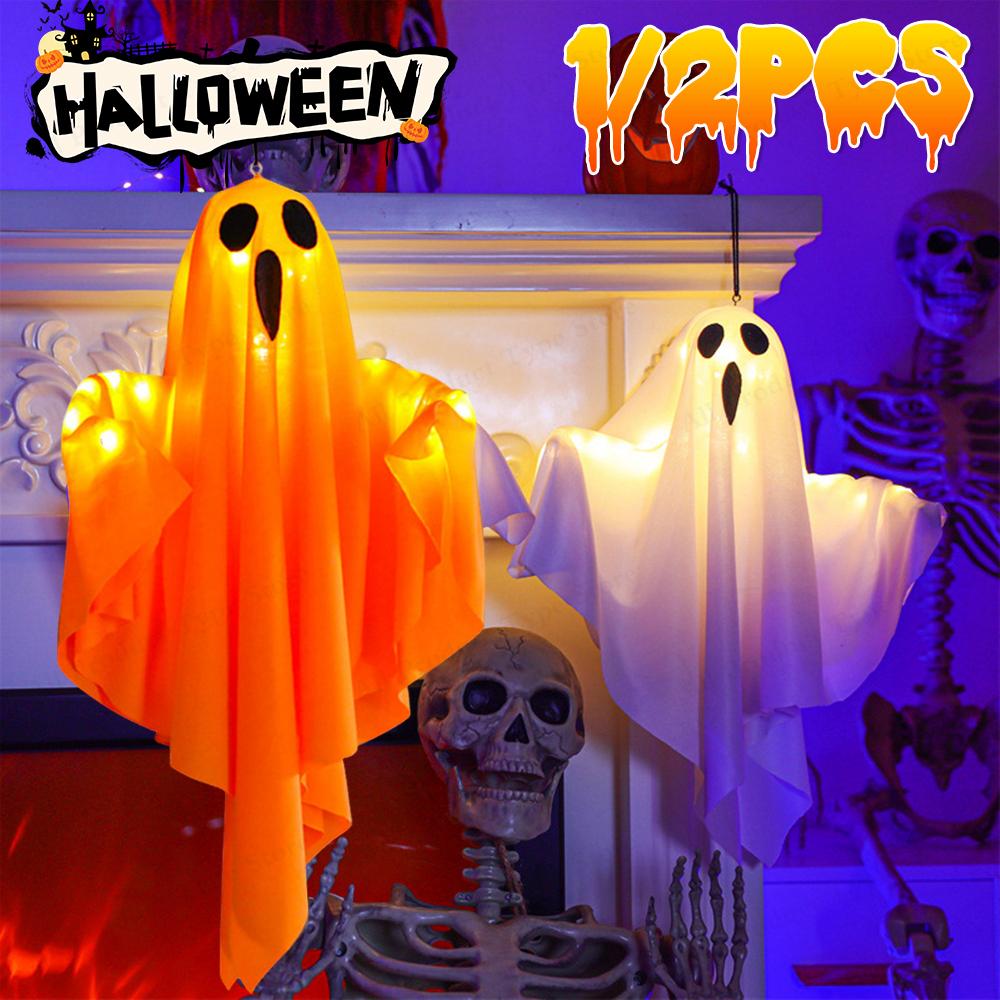 1-3pcs Hanging LED Ghosts Light Indoor Wall Bedroom Outdoor Party Garden Patio Front Porch Yard Scary Cute Spooky Halloween Orna