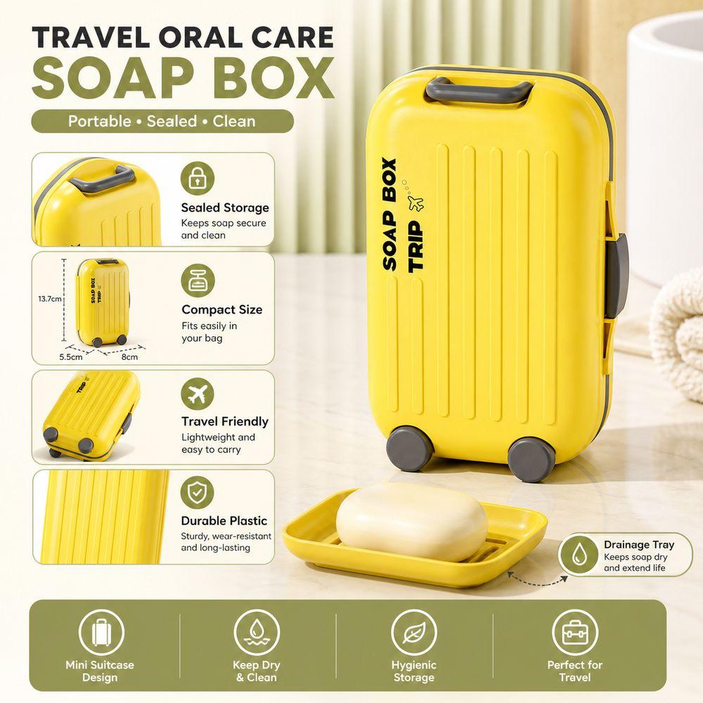 Sealed Lid Soap Storage Box Suitcase Shape Soap Container New Travel Soap Box  Bathroom Storage