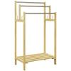 Freestanding Towel Holder 3 Bars Bamboo Stainless Steel 50 5x31x90cm