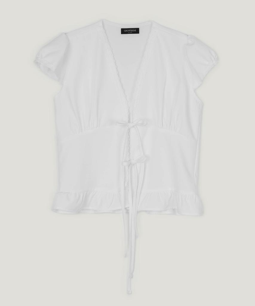 Geulouhaideu Copedi Satin Strap Short Sleeve Blouse_Ivory