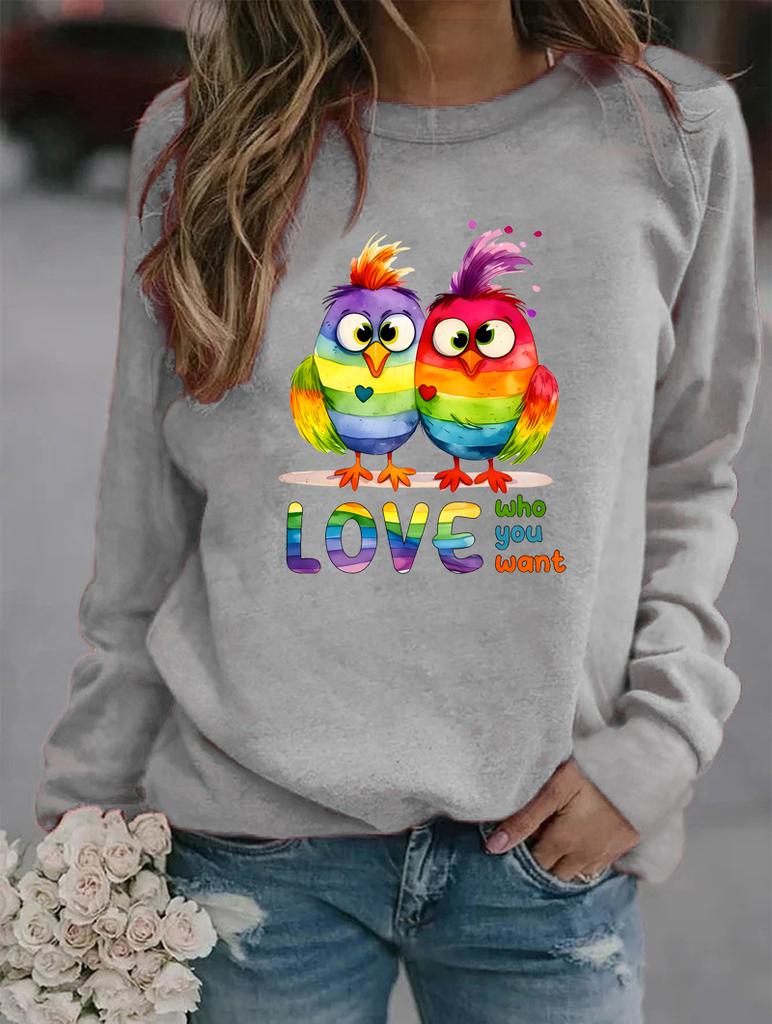Chic Women's Sweatshirt for Winter with Round Neck and Long Sleeves, Featuring Various Fashionable Patterns