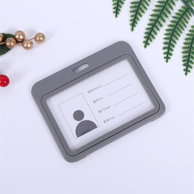 Plastic Double Sided Transparent Employees Work School Credential Badge Office Pass Id Card Holder Accessories Lanyard Decor