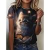 Daily Breathable Animal Print Top Women's Versatile Short-sleeved Fashion Loose T-shirt Comfortable T-Shirts Women’s