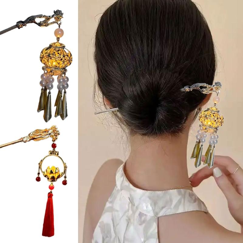 Elegant Hairpin With LED Light Ancient Chinese Style Hair Stick Styling Accessory For Women Traditional Hairstyles