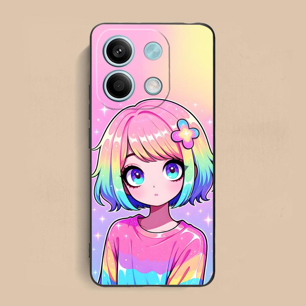 

Kawaii Pink Anime Girl Phone Case for Xiaomi Redmi Note 14 13 12 11 A5 3 2 1 Pro Plus 4G 5G Colour Printing Protective Cover Redmi A1+