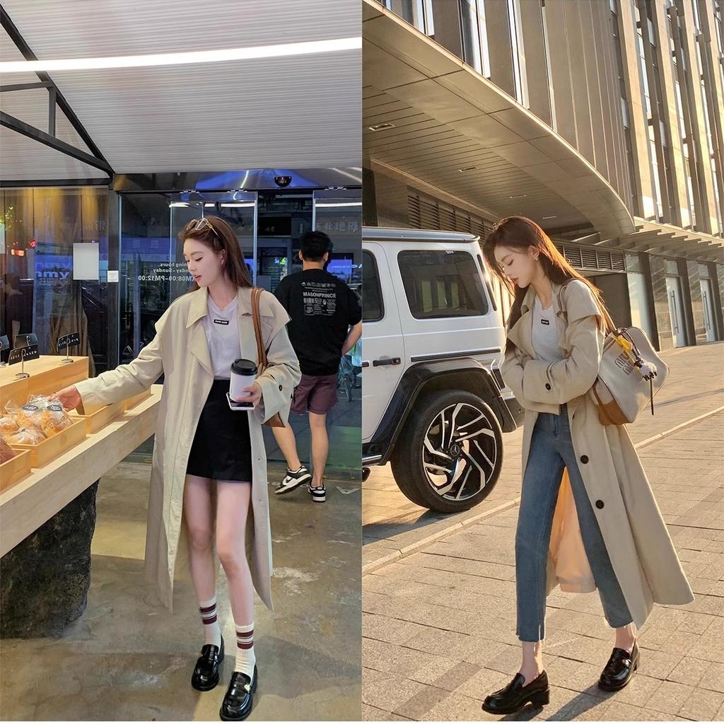 Rindslederversion~ Traubenmutter hat die gleichen vielseitigen runden Kopf aus echtem Leder, Loafer mit kleinem goldenen Schnalle und dickem Absatz für Damen au