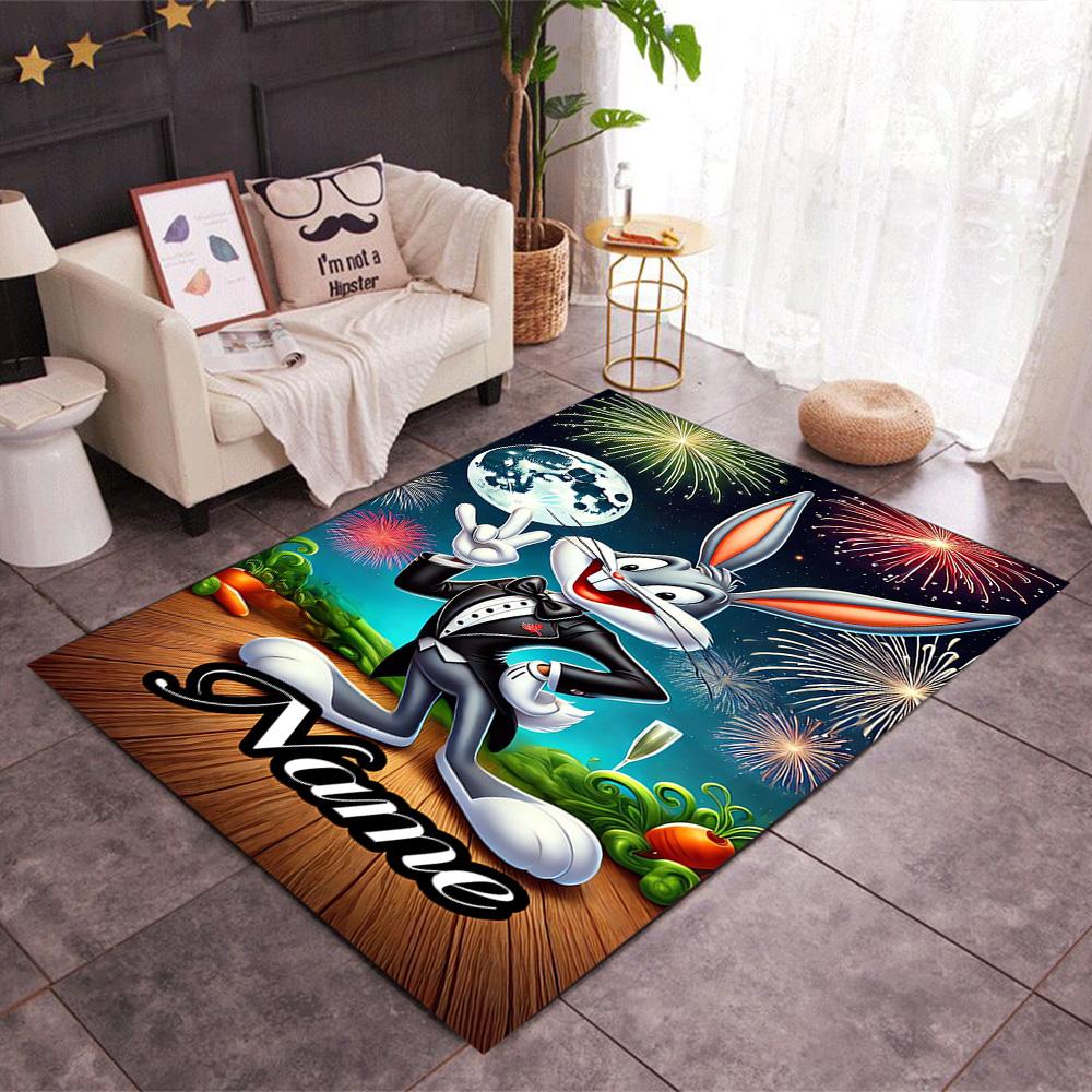 Looney Tunes: Name Frames Customize Text Floor Rug Office Rug Suitable for Dining Room Living Rooms Outdoor Kitchen Anti-slip Rug Office home decor