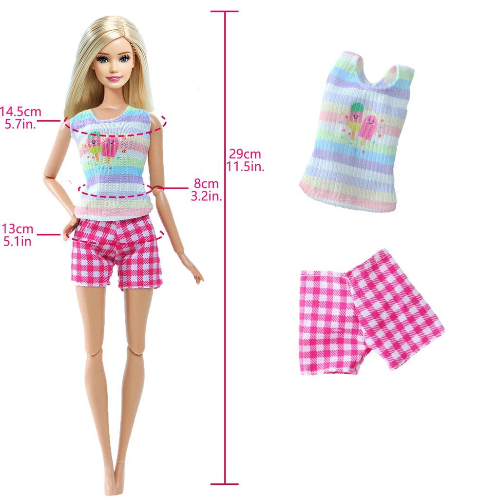 14 Pcs/Set Fashion Doll Clothes and Accessories for 30cm Doll 11.5'' Shiny Dress Mini Skirt Tops Pants Hangers Boots