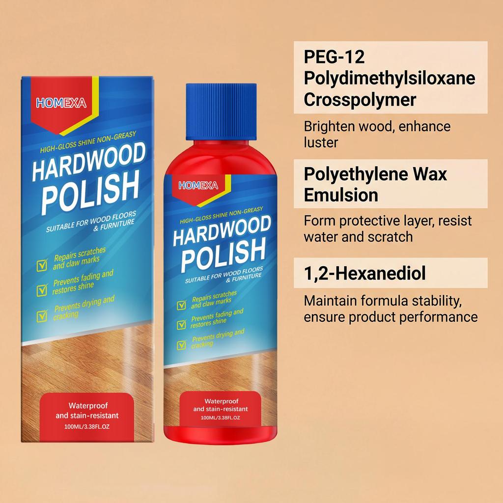 HOMEXA hardwood polishing care agent desalinates fine lines on the floor, nourishes the wood and brightens the luster of the floor 100ml