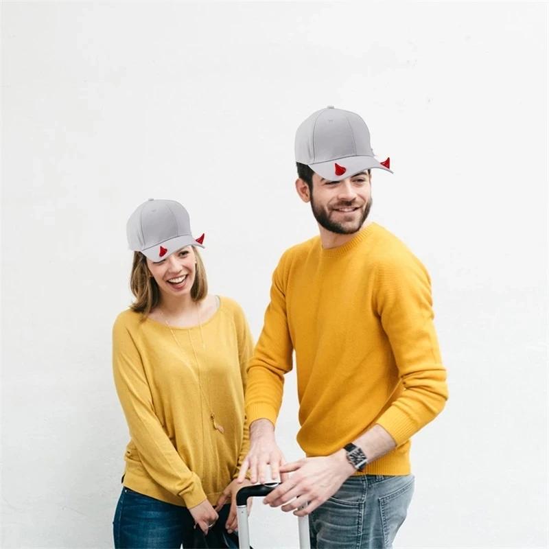 New Unisex Halloween Devil Baseball Hats Men's Funny Personality Snapback Dad Hat for Women Hip Hop Sunscreen tusks Horns Cap