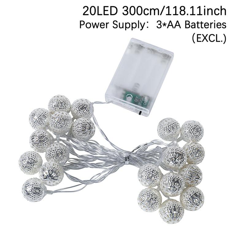 

Светодиодные гирлянды на батарейках 3M, полые марокканские металлические шары, гирлянды для свадебного сада, рождественские украшения