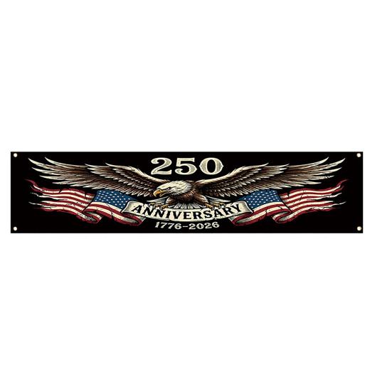 250th Anniversary Banner 6.5x1.5ft 250 Years of Freedom American Patriotic Decoration
