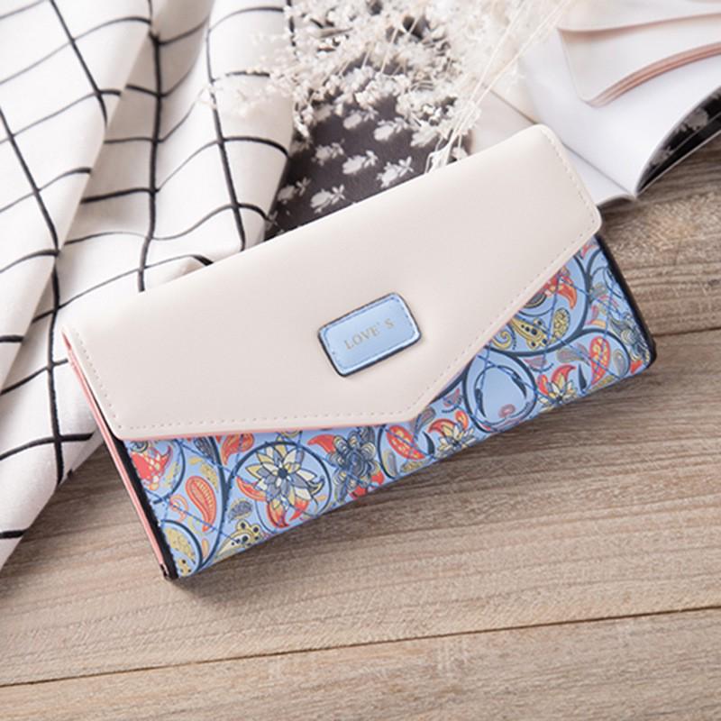 Women's Korean Floral Contrast Color Envelope Buckle Wallet