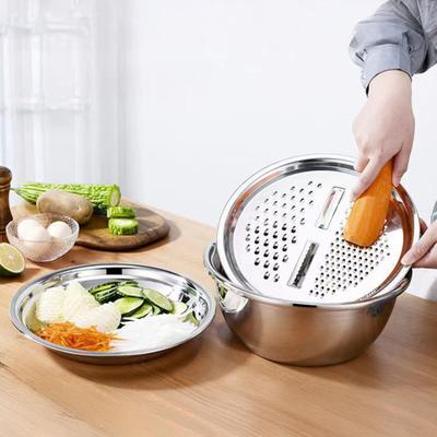Yousheng Groentesnijder Multifunctioneel 4-in-1 Rasp Snijder Deksel met Afvoer Mandje Wassen Aflopen Snijden Fruit Groenten Keuken Groente