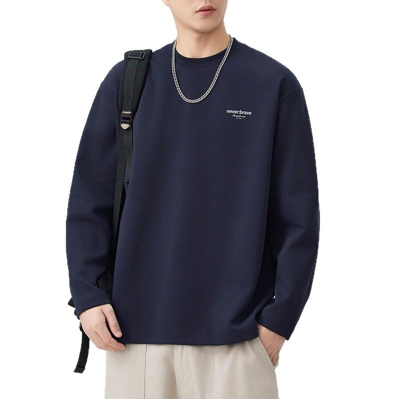 Crew Neck Long-sleeved T-shirt Men's Autumn and Winter New Simple Letter Print Bottoming Top