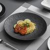 Black Dish Ceramic Plate Disc White Western Restaurant Tableware Barbecue Grilled Meat Serving Plate Ceramic Frosted Steak Plate