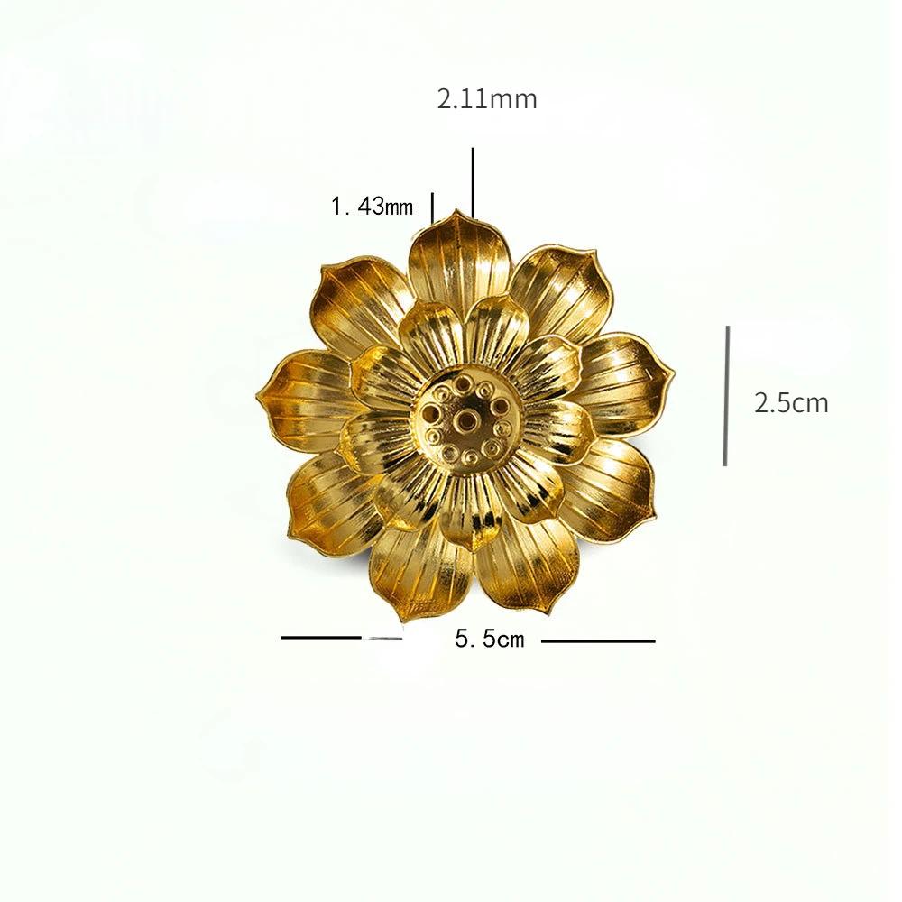 YXYMCF 1PC Alloy Incense Burner Stick Holder Plate Buddhism Zen Lotus Frog Snail Censer Bronze Nasturtium Home Decor 24 Styles
