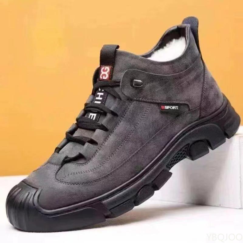 Winter-Baumwollschuhe für Herren mit Plüsch-Warm-Schneestiefeln, High-Top, bequem, rutschfest, abriebfest, Outdoor-Freizeitschuhe