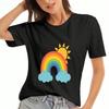 Rainbow Hedgehog Ladies' Cotton T Shirt, Premium Cotton Quality Print, Durable, Casual And Fashionable, Stylish Graphic Tee, Cute Animal Design, Every