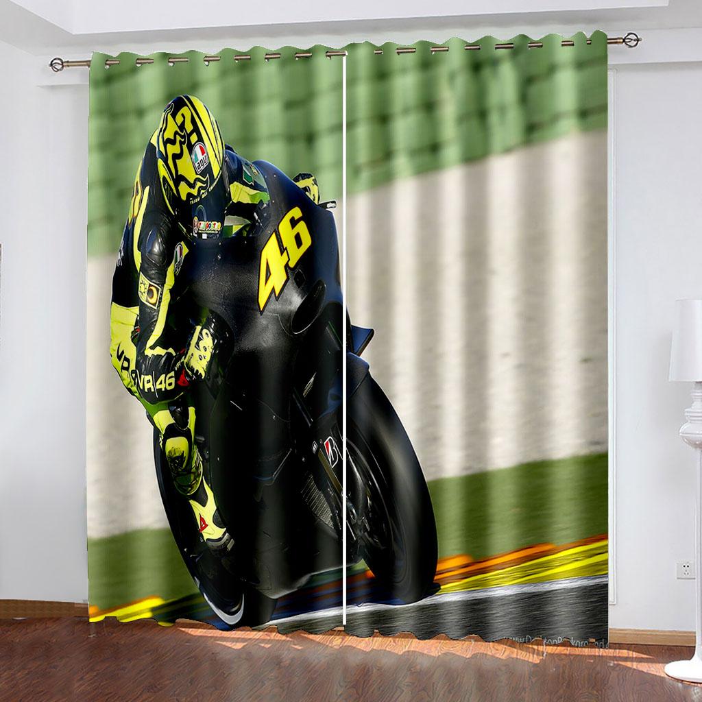 

Шторы тканые с принтом мотоциклов Две независимые шторы слева и справа Светонепроницаемые шторы для спален 132cmx160cm