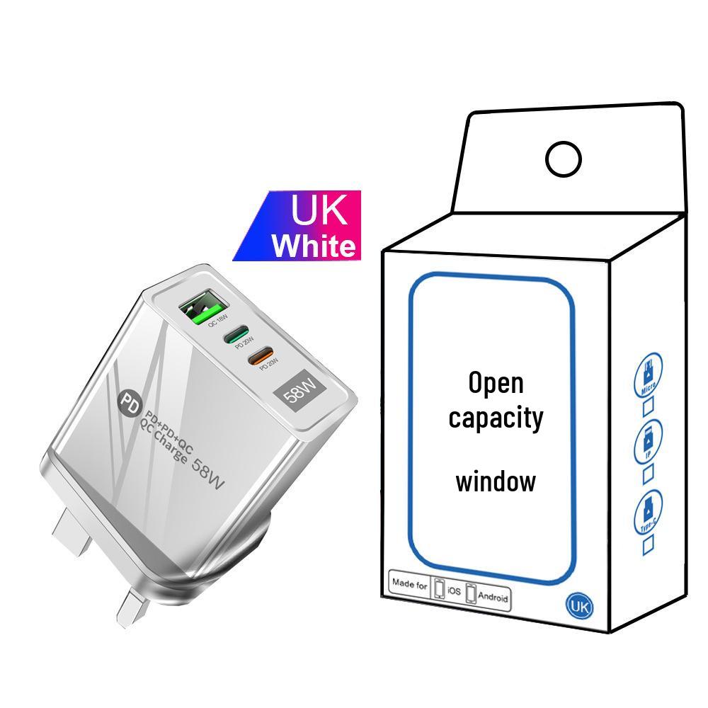 58W Dual Fast Charger with 2PD & QC3.0 for EU/US/UK/KR/AU