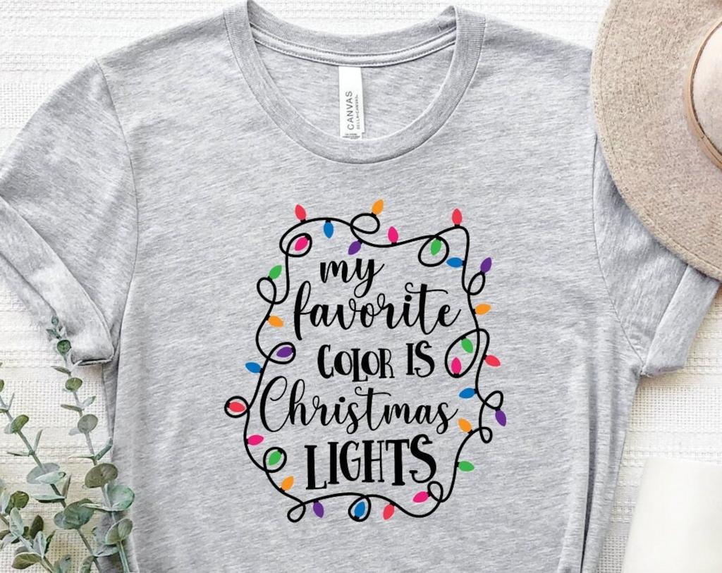 My Favorite Color Is Christmas Lights T-Shirt, Christmas Lights Family Shirts, Cute Christmas Lights Shirt, Funny Christmas Party Gift Shirt