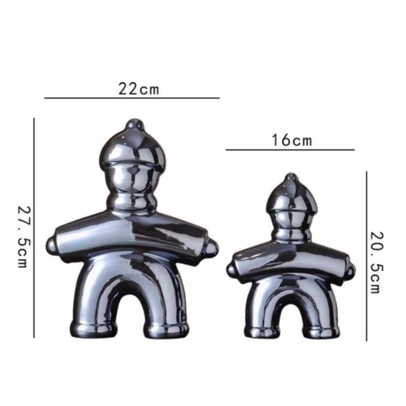 Ceramic Handicrafts Chinese Traditional Retro Abstract Sculpture History Human-shaped Sculpture Gold Font  Decorative Figurines