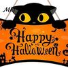 Autumn Festival Wall Ornaments Halloween Wooden Door Hanging Plaque, Printed Black Cat Pumpkin Castle Spider Web Front Cute Party Supplies Sign,