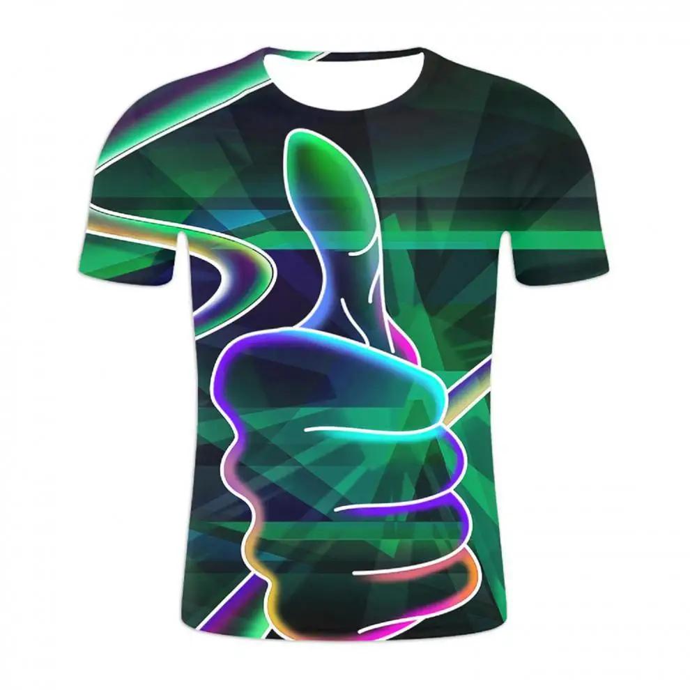 Summer 3D Thumbprint T-shirt for men, casual, personalized, fun, children's fashion, hip-hop, street style, Harajuku boutique top