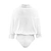 Damen Office Bluse Bodysuit Top Knopfleiste Kragen Langarm Einteiler Arbeitshemd Lässig Lockerer Schnitt Business Tops