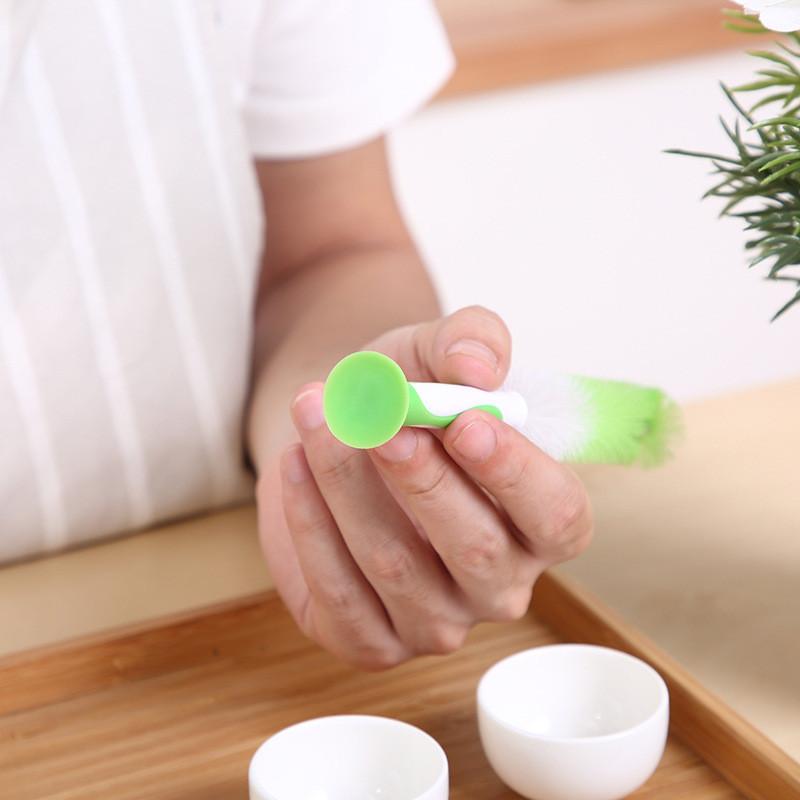 Kitchen Spout Cleaning Brush With Plastic Handle And Suction Base