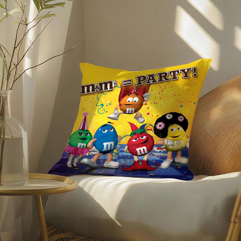 Cute Funny MMS Chocolate Cushion Cover Silky Elegant Comfort Sofa Bed Invisible Zipper Beach Pillowcase