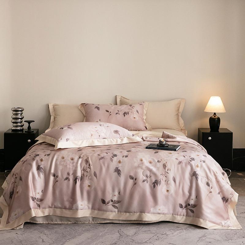 Luxury 100% Lyocell Tencel Summer Quilt Set Four-Piece Air Conditioning Quilt High-End Sensation A-Class Baby-Friendly Bedding