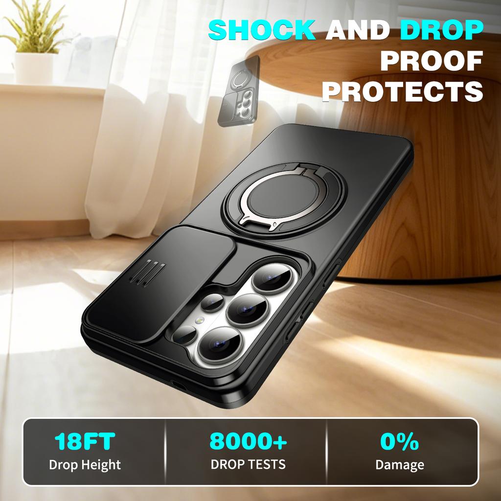 Armor Magnetic Bracket Case for Samsung Galaxy A55 A56 A57 A37 A36 A35 A27 A26 A17 A16 A07 A06 Slide Camera Protector Back Cover